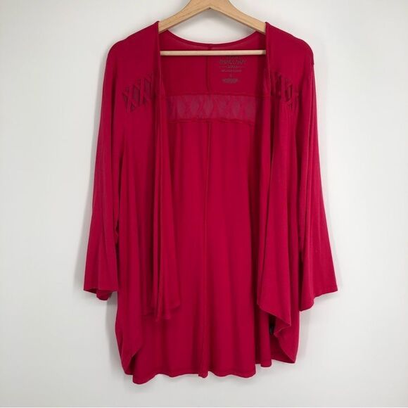 TORRID Fuschia Pink Super Soft Lattice Insert Hi-Lo Cardigan Size 2X - Picture 4 of 9